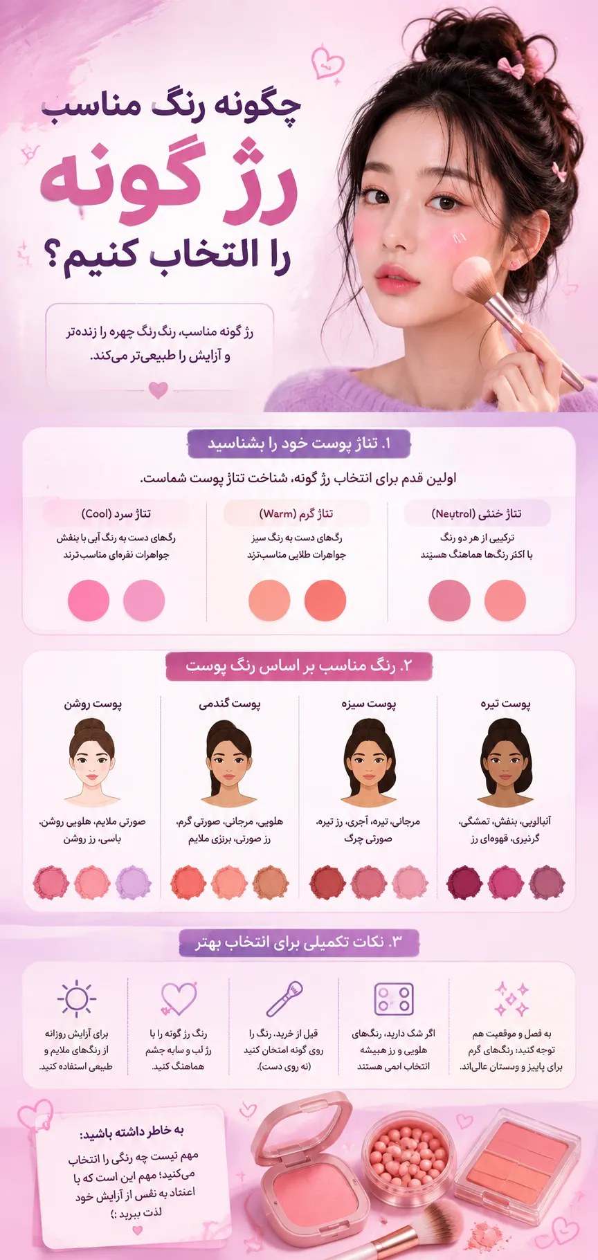 چگونه رنگ مناسب رژ گونه را انتخاب کنیم؟